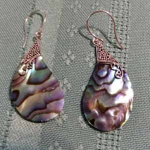 NWT-*SALE-FIRM* STERLING/GENUINE ABALONE EARRINGS